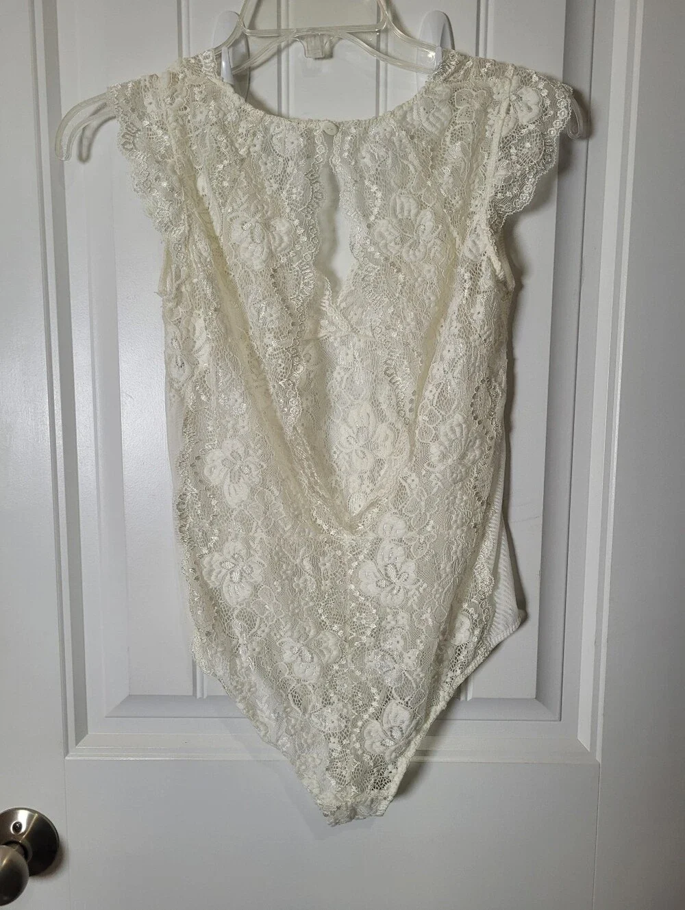 Flora Nikrooz Womem's Lace V-Neck Ivory Bodysuit - Women Tops